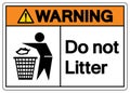 Warning No Littering Symbol Sign, Vector Illustration, Isolate On White Background Label .EPS10 Royalty Free Stock Photo