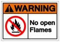 Warning No Open Flames Symbol Sign ,Vector Illustration, Isolate On White Background Label. EPS10