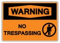 Warning No Trespassing Symbol Sign, Vector Illustration, Isolate On White Background Label. EPS10 Royalty Free Stock Photo