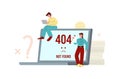 Warning operating system 404 error, flat cartoon vector illustration isolated.