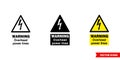 Warning overhead power lines hazard sign icon of 3 types color, black and white, outline. Isolated vector sign symbol