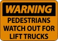 Warning Pedestrians Watch For Lift Trucks Sign On White Background Royalty Free Stock Photo