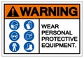 Warning Personal Protective Equipment Symbol Sign ,Vector Illustration, Isolate On White Background Label. EPS10 Royalty Free Stock Photo