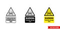 Warning pesticide storage area hazard sign icon of 3 types color, black and white, outline. Isolated vector sign symbol