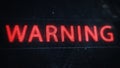 Warning pixel text. Red word on old screen. Royalty Free Stock Photo