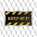Warning plate with wired fence