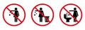 Warning Please Drop Litter in Bin Icon. Keep Clean Glyph Pictogram. Do Not Throw Trash in Toilet Sign and Woman