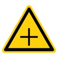 Warning Plus Positive Polarity Symbol Sign, Vector Illustration, Isolate On White Background Label. EPS10