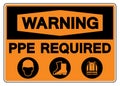 Warning  PPE.  Required Symbol Sign,Vector Illustration, Isolate On White Background Label. EPS10 Royalty Free Stock Photo