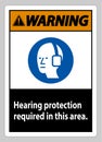 Warning PPE Sign Hearing Protection Required In This Area with Symbol Royalty Free Stock Photo