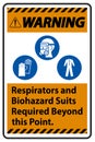 Warning PPE Sign Respirators And Biohazard Suits Required Beyond This Point
