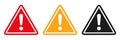 Warning, precaution, attention, alert icon, set exclamation mark in triangle shape