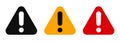 Warning, precaution, attention, alert icon, set exclamation mark in triangle shape