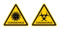 Warning, precaution, attention, alert icon in triangle shape. Protection against dangerous virus. Healthcare medicine protected