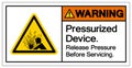 Warning Pressurized Device Release Pressure Before Servicing Symbol Sign, Vector Illustration, Isolate On White Background Label .