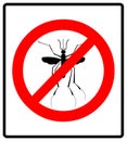 Warning, Prohibited sign with mosquito with. Stop Zika Virus. Stop Malaria. Stop Dengue. Royalty Free Stock Photo