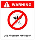 Warning, Prohibited sign with mosquito with. Stop Zika Virus. Stop Malaria. Stop Dengue. Royalty Free Stock Photo