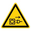 Warning Pull Plug Symbol Sign,Vector Illustration, Isolated On White Background Label. EPS10 Royalty Free Stock Photo