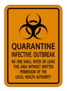 Warning Quarantine Infective Outbreak Sign Isolate on transparent Background,Vector Illustration Royalty Free Stock Photo