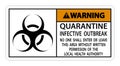 Warning Quarantine Infective Outbreak Sign Isolate on transparent Background,Vector Illustration Royalty Free Stock Photo