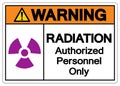 Warning Radiation Authorized Personnel Only Symbol Sign, Vector Illustration, Isolate On White Background Label. EPS10 Royalty Free Stock Photo