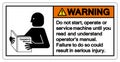 Warning Read and Understand Technical Manual Before Servicing This Machine Symbol Sign,Vector Illustration, Isolated On White Royalty Free Stock Photo