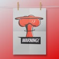 Warning red poster like nuclear explosion or