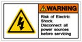 Warning Risk Of Electric Shock Symbol, Vector Illustration, Isolate On White Background Icon. EPS10