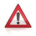 Warning road sign with exclamation mark 3d illustration Royalty Free Stock Photo