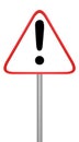 Warning road sign with exclamation mark on white Royalty Free Stock Photo