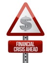 Warning road sign with a financial crisis concept