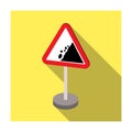 Warning road sign icon in flat style isolated on white background. Road signs symbol. Royalty Free Stock Photo