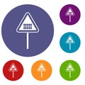Warning road sign icons set Royalty Free Stock Photo
