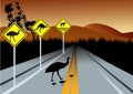 Warning road signs for Australia animals