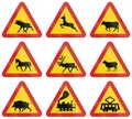 Warning Road signs used in Sweden Royalty Free Stock Photo