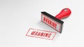 WARNING rubber Stamp 3D rendering Royalty Free Stock Photo