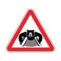 Warning Russia. bear with accordion with red triangle. Road sign