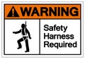 Warning Safety Harness Required Symbol Sign, Vector Illustration, Isolate On White Background Label. EPS10 Royalty Free Stock Photo