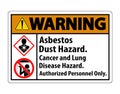 Warning Safety Label,Asbestos Dust Hazard, Cancer And Lung Disease Hazard Authorized Personnel Only