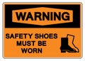 Warning Safety Shoes Must Be Worn Symbol Sign,Vector Illustration, Isolate On White Background Label. EPS10 Royalty Free Stock Photo