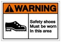 Warning Safety Shoess Must Be Worn In This Area Symbol Sign ,Vector Illustration, Isolate On White Background Label. EPS10 Royalty Free Stock Photo