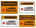 Warning Safety Sign Laser Operating On White Background