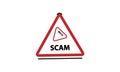 Warning scam alert sign on white background