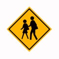 Warning School Traffic Road Sign,Vector Illustration, Isolate On White Background Label