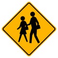Warning School Traffic Road Symbol Sign Isolate on White Background,Vector Illustration EPS.10 Royalty Free Stock Photo