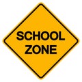 Warning School Zone Yellow Symbol Sign, Vector Illustration, Isolate On White Background Label. EPS10 Royalty Free Stock Photo