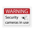 Warning Security cameras in use sign