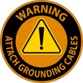 Warning Sign Attach Grounding Cables Royalty Free Stock Photo