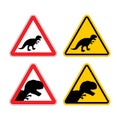 Warning sign of attention dinosaur.