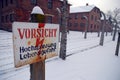 Warning sign at Auschwitz Royalty Free Stock Photo